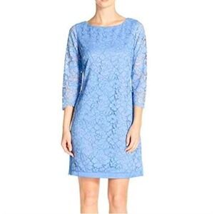 Vince Camuto Lace Dress 3/4 Sleeve Cocktail Party Dress Blue 4 Summer Spring EUC
